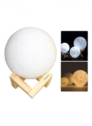 3D USB LED Moon Lamp White/Beige 19cm