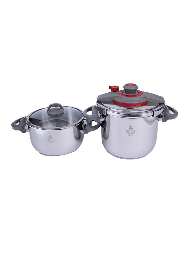 2-Piece Pressure Cooker Set Silver/Grey/Clear