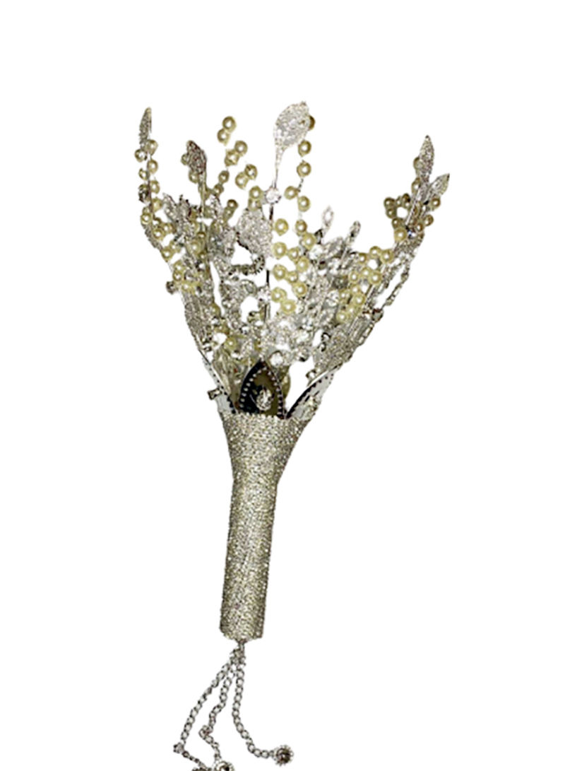 Metal Fancy Flower Holder Gold/Silver 33x21centimeter