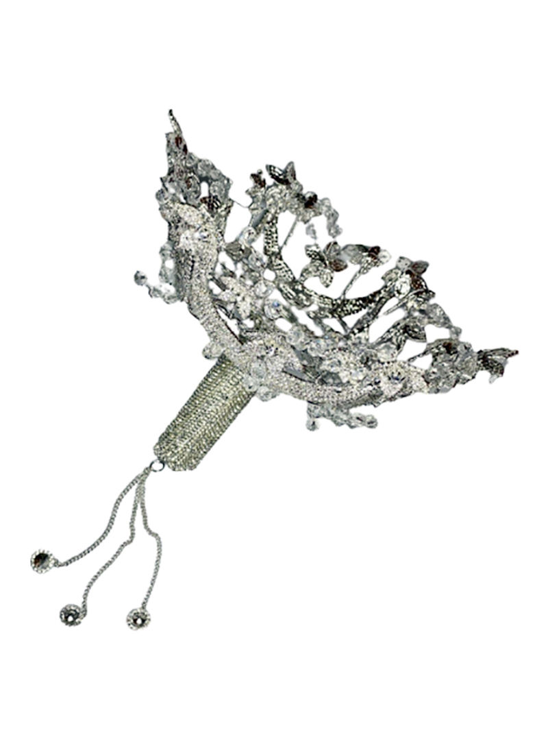 Metal Fancy Flower Holder Silver 25x18centimeter