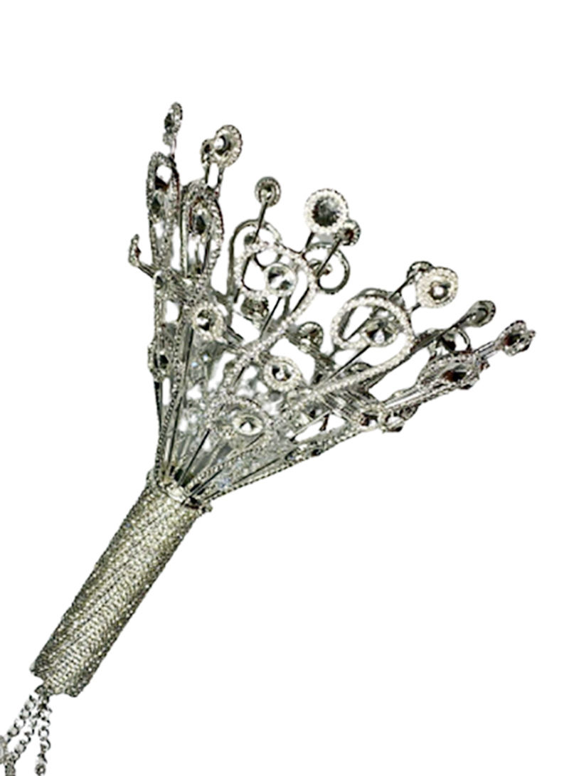 Metal Fancy Flower Holder Silver 28x18centimeter