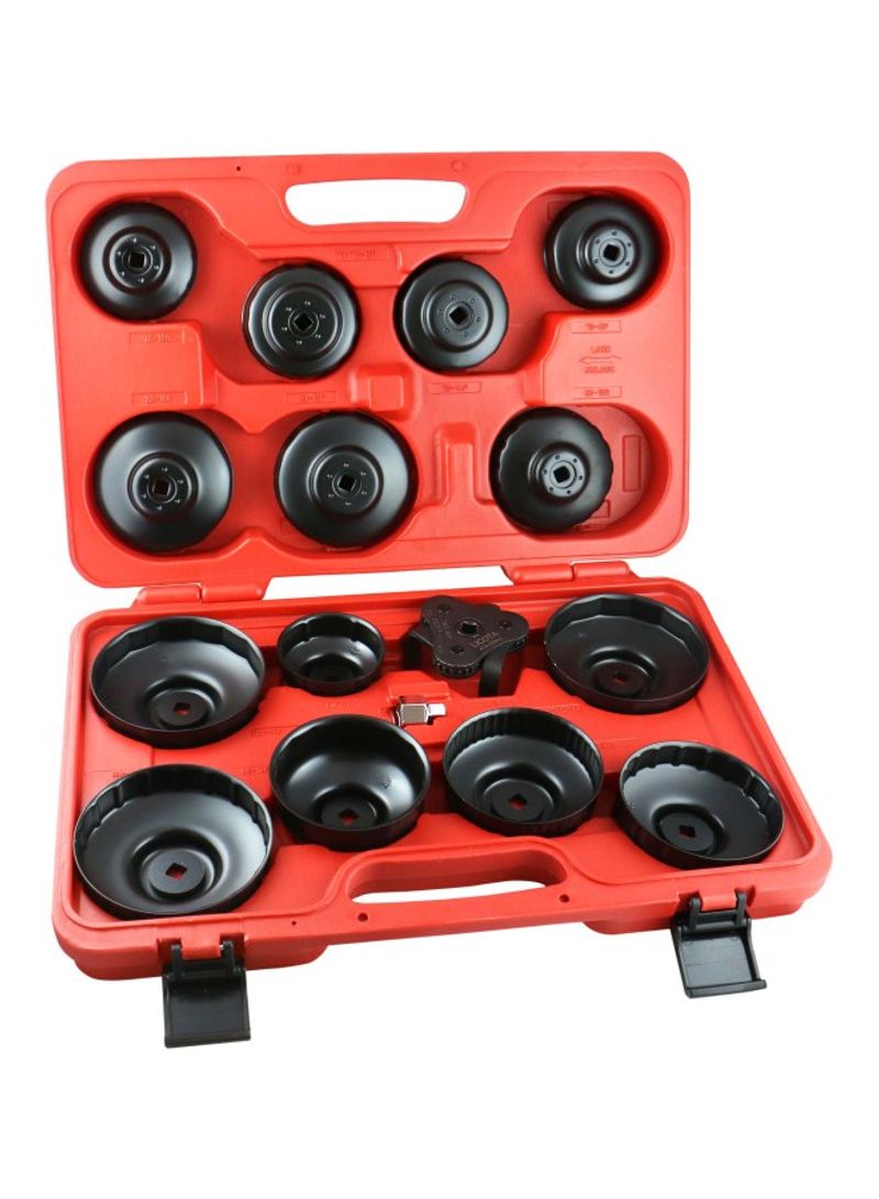 16-Piece Cup Type Oil Filter Wrench Set Black/Red
