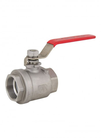 2-Piece Stainless Steel  Ball Valve Set Silver/Red 2inch