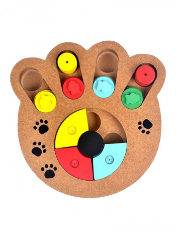 Bone Paw Print Type Wooden Play Feeding Multi-Function Pet Toy Multicolour