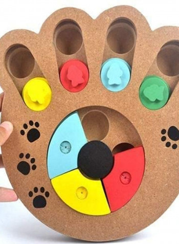 Bone Paw Print Type Wooden Play Feeding Multi-Function Pet Toy Multicolour