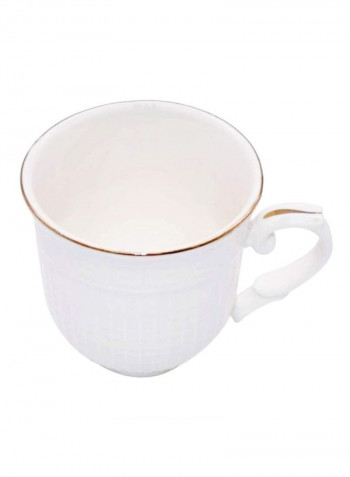 12-Piece Ceramic Tea Cup And Saucer Set Pearl White 15centimeter