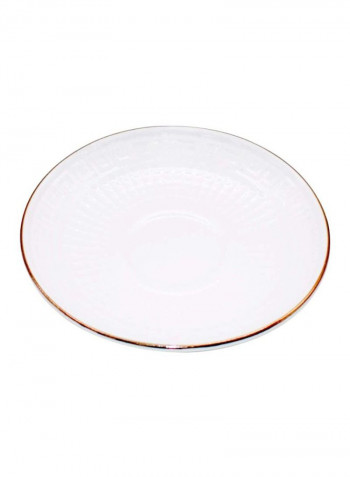 12-Piece Ceramic Tea Cup And Saucer Set Pearl White 15centimeter