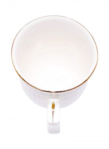 12-Piece Ceramic Tea Cup And Saucer Set Pearl White 15centimeter