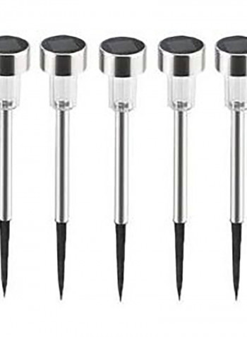 5-Piece LED Solar Plug Light Silver/Black 11x28centimeter