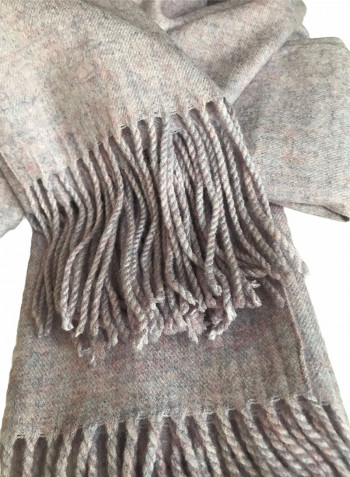Blanket Feel Combination Scarf وردي/رمادي