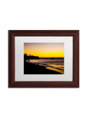 Deluxe Sunset Wooden Framed Wall Art Black/Yellow 11 x 14inch