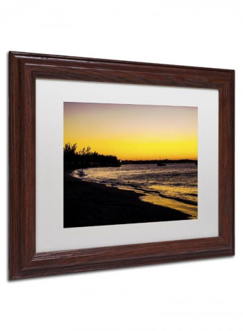 Deluxe Sunset Wooden Framed Wall Art Black/Yellow 11 x 14inch