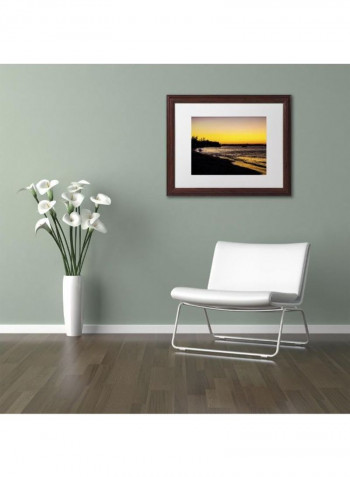 Deluxe Sunset Wooden Framed Wall Art Black/Yellow 11 x 14inch
