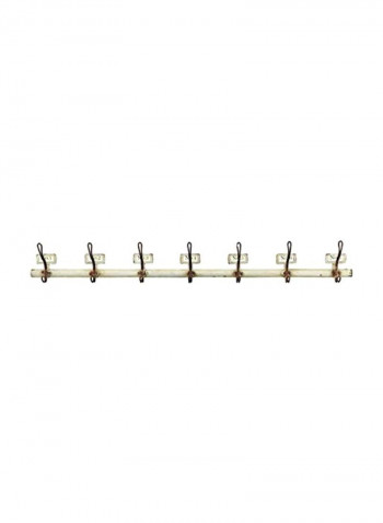 Wall Hooks With Wood Rod White/Brown 40x3.5x4.75inch
