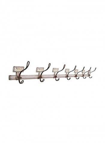 Wall Hooks With Wood Rod White/Brown 40x3.5x4.75inch