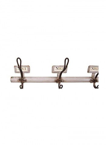 Wall Hooks With Wood Rod White/Brown 40x3.5x4.75inch
