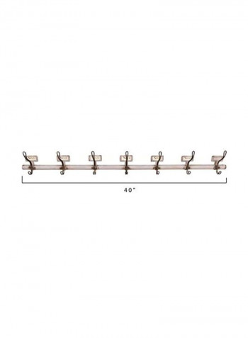 Wall Hooks With Wood Rod White/Brown 40x3.5x4.75inch