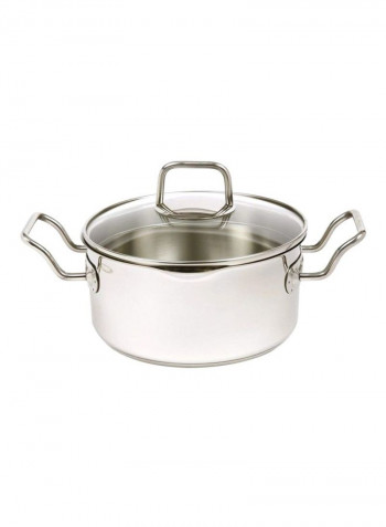 Stainless Steel Vented Stockpot With Straining Lid Silver 2.8L
