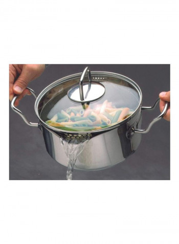 Stainless Steel Vented Stockpot With Straining Lid Silver 2.8L