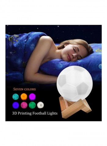 USB Charging 3D Football Touch Night Light White 21x21x22cm