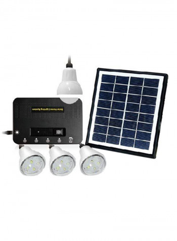 4 Bulbs Solar Lighting System With Solar Panel White 9x22centimeter