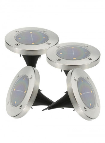 4-Piece Solar 40Lm Pathway Light White 13x13centimeter