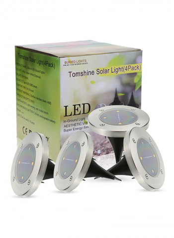 4-Piece Solar 40Lm Pathway Light White 13x13centimeter