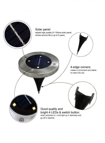 4-Piece Solar 40Lm Pathway Light White 13x13centimeter