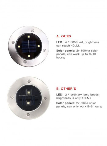 4-Piece Solar 40Lm Pathway Light White 13x13centimeter