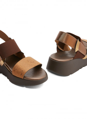 Casual Mid Heel Sandals Brown