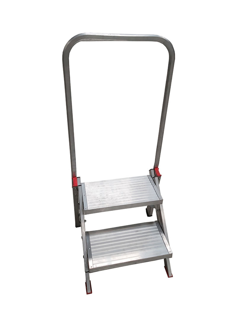 2-Step Compact Stool Ladder Silver 79x55x17centimeter