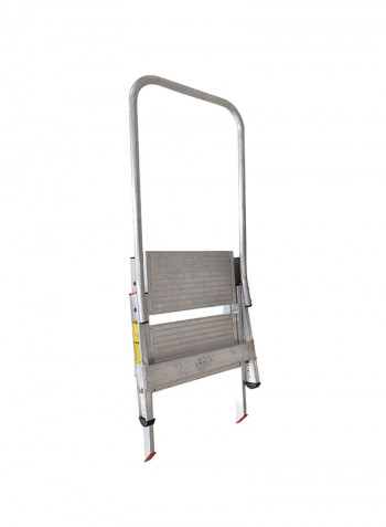 2-Step Compact Stool Ladder Silver 79x55x17centimeter