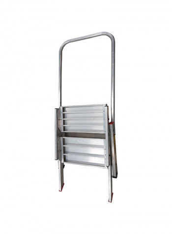 2-Step Compact Stool Ladder Silver 79x55x17centimeter