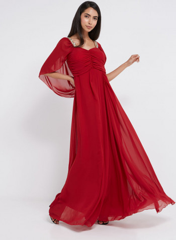 Short Sleeve Maxi Dress Red