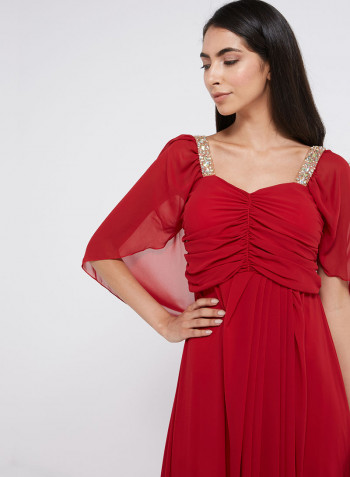 Short Sleeve Maxi Dress Red