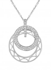 925 Sterling Silver Double Ring Circle Pendant Necklace