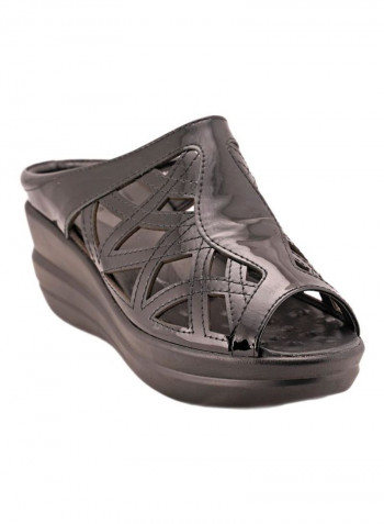 Slip-On Wedge Sandals Black
