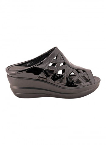 Slip-On Wedge Sandals Black