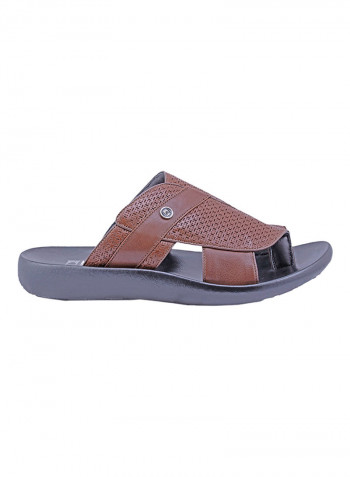 Laser-Cut Detail Arabic Sandals Brown