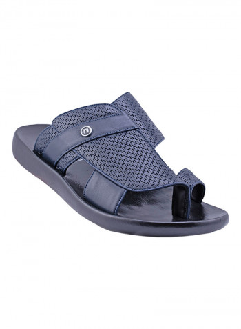 Laser-Cut Detail Arabic Sandals Navy