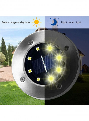 4 Pack 8 LED Garden Pathway Outdoor In-Ground Lights White 12x13centimeter