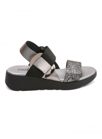 Casual Mid Heel Sandals Nero/Silver