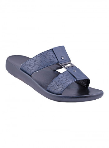 Textured Strap Arabic Sandals Navy