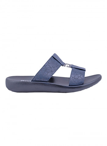 Textured Strap Arabic Sandals Navy