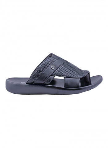 Laser-Cut Detail Arabic Sandals Black