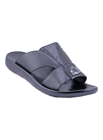 Logo Embellished Arabic Sandals Black