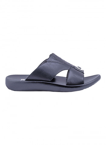 Logo Embellished Arabic Sandals Black
