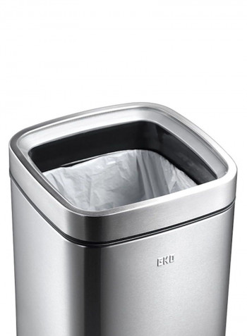 Open Top Trash Bin Silver 35L