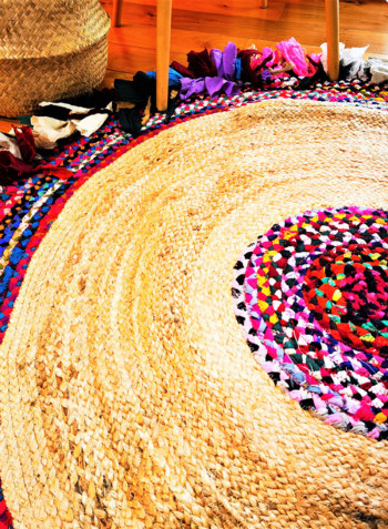 Round Jute Carpet With Tassels Beige 40x20x30cm