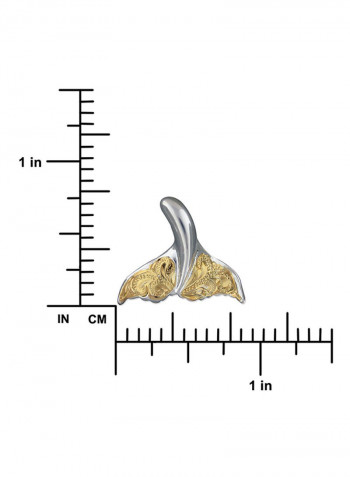 Engraved Whale Tail Gold Plated Accents Pendant Necklace